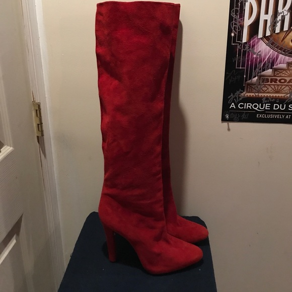 Ralph Lauren Collection RED SUEDE BOOTS.